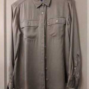 J Crew Silver silk shirt